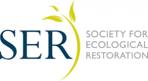 logo with "SER" in blue, a light green leaf, and the words "Society for Ecological Restoration"