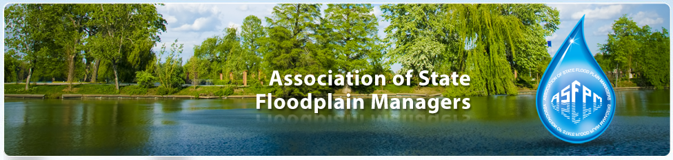 landscape image of body of water with trees and grass above; blue water droplet logo