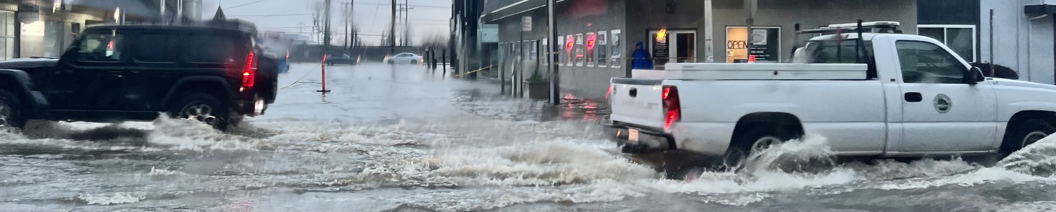 Cars on a flooded street
